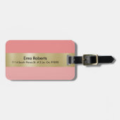 GOUDEN ROZE MINIMALISTISCHE ZWARTE TEKST BAGAGELABEL (Voorkant horizontaal)