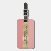 GOUDEN ROZE MINIMALISTISCHE ZWARTE TEKST BAGAGELABEL (Voorkant verticaal)