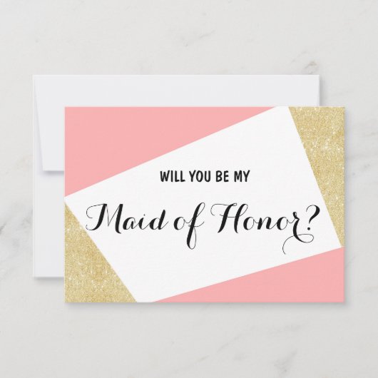 Gouden roze moderne Will you be my Maid of Honor Kaart (Voorkant)