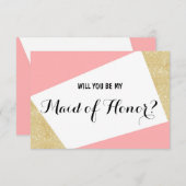 Gouden roze moderne Will you be my Maid of Honor Kaart (Voorkant / Achterkant)