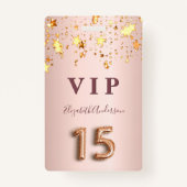 gouden roze mousserende sterren gouden roos van Qu Badge (Voorkant)