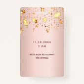 gouden roze mousserende sterren gouden roos van Qu Badge (Achterkant)