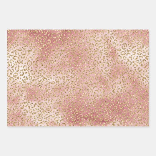 Gouden Roze Ombre Zebra Leopard Inpakpapier Vel (Voorkant 3)