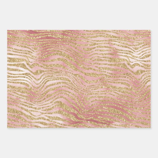 Gouden Roze Ombre Zebra Leopard Inpakpapier Vel (Voorkant 2)