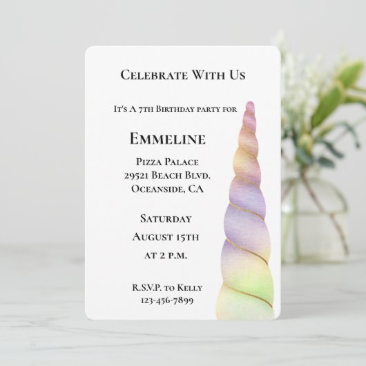 Gouden Roze Paarse Glitter Limoen Eenhoorn Verjaar Kaart (Staand voorkant)