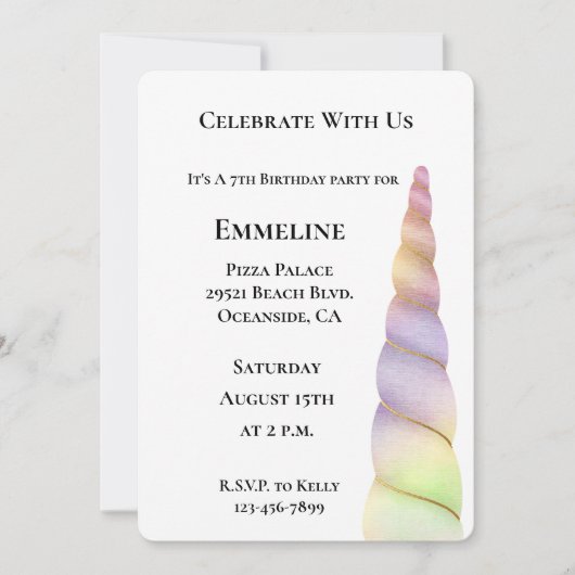 Gouden Roze Paarse Glitter Limoen Eenhoorn Verjaar Kaart (Voorkant)