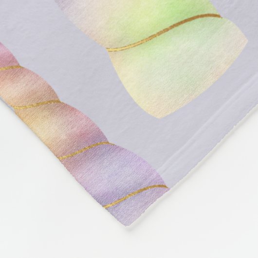 Gouden Roze Paarse Lavendel Limoen Eenhoorn Fleece Deken (Hoek)