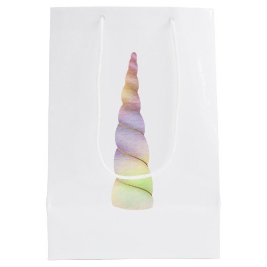 Gouden Roze Paarse Limoen Eenhoorn Verjaardag Medium Cadeauzakje (Achterkant)