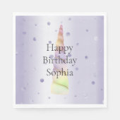 Gouden Roze Paarse Limoen Stippen Eenhoorn Verjaar Servet (Voorkant)