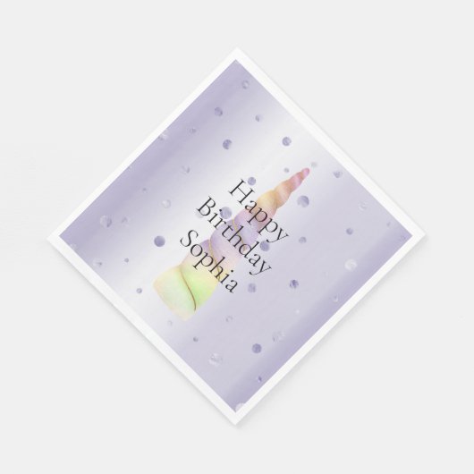 Gouden Roze Paarse Limoen Stippen Eenhoorn Verjaar Servet (Hoek)