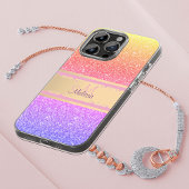 Gouden Roze Paarse Ombre Glittery Glam Naam Monogr Case-Mate iPhone Case