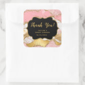 Gouden roze pailletten agaat zoet zestien dank u vierkante sticker (Tas)