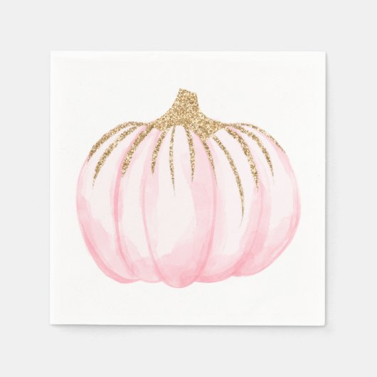 Gouden Roze Pompoen Halloween Thanksgiving Party Servet (Voorkant)