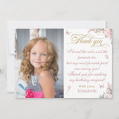 Gouden Roze Prinses Verjaardag Dank u kaart (Voorkant)