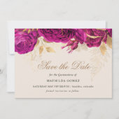 Gouden Roze Rozen Quinceanera Save The Date Kaart (Voorkant)