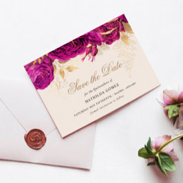 Gouden Roze Rozen Quinceanera Save The Date Kaart
