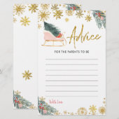 Gouden Roze Sleigh Winter Baby shower Advies Kaart (Voorkant / Achterkant)