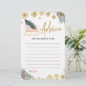 Gouden Roze Sleigh Winter Baby shower Advies Kaart (Staand voorkant)