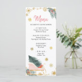 Gouden Roze Sleigh Winter Sneeuwvlok Baby shower M Menu (Staand voorkant)