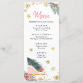Gouden Roze Sleigh Winter Sneeuwvlok Baby shower M Menu (Voorkant)