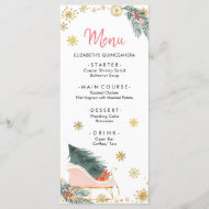 Gouden Roze Sleigh Winter Sneeuwvlok Baby shower M Menu