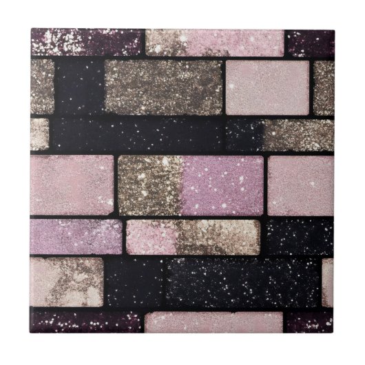 Gouden Roze Sparkle Brick Pattern Tegeltje (Voorkant)