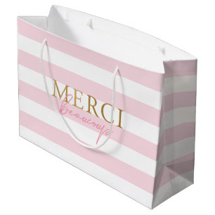 Gouden Roze Streep Merci Beaucoup Bedankje Cadeaut Groot Cadeauzakje