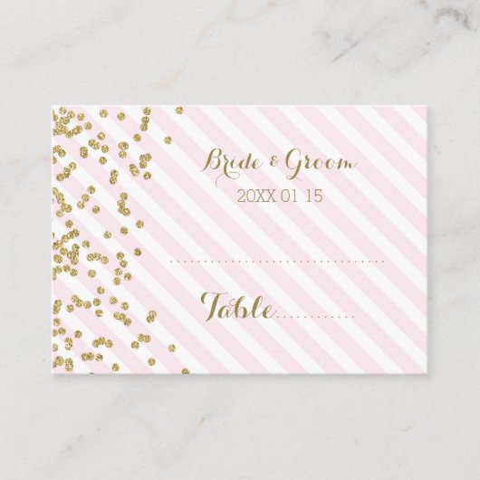 Gouden Roze Streep Trouwtafel Plaats Kaarten Plaatskaartje (Voorkant)