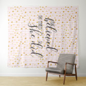 Gouden & Roze Streepstip geloofde ze kon Wandkleed (In Situ (horizontaal))