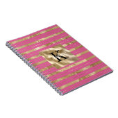 Gouden Roze Strepen Monogram Naam Notitieboek (Rechterzijde)