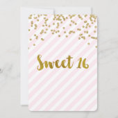 Gouden Roze Sweet 16 Verjaardagsfeest Uitnodiginge Kaart (Voorkant)