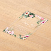 Gouden Roze Tropische Strand Bestemming Trouwen Acryl Uitnodigingen (Laagn)