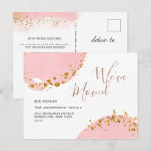 Gouden Roze Waterverf Bewegende Aankondiging Briefkaart (Voorkant / Achterkant)