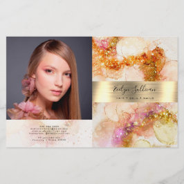 Gouden roze waterverf Faux folie Bifold Brochure