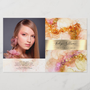 Gouden roze waterverf Faux folie Bifold Brochure