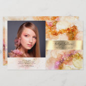 Gouden roze waterverf Faux folie Bifold Brochure (Voorkant / Achterkant)