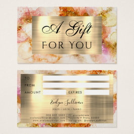 Gouden Roze waterverf Faux folie cadeaubon Visitekaartje