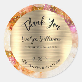 Gouden Roze Waterverf Faux Folie Dank u Sticker