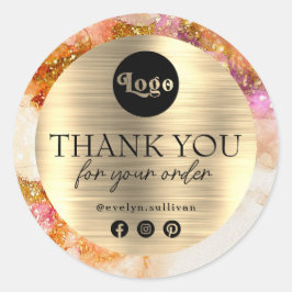 Gouden Roze waterverf Faux folie logo sticker