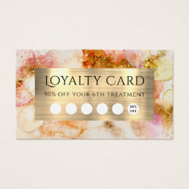 Gouden Roze waterverf Faux folie Loyaliteit Card Visitekaartje