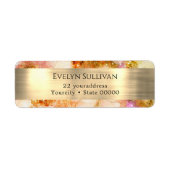 Gouden roze waterverf Faux folie retouradres Etiket (Voorkant)