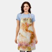 Gouden roze waterverf faux folie schort (Gedragen)