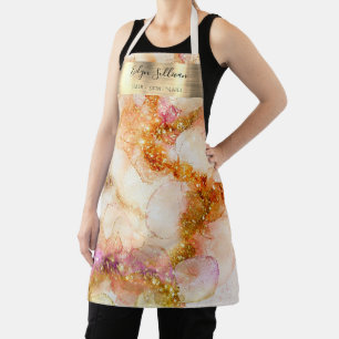 Gouden roze waterverf faux folie schort