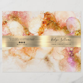 Gouden Roze waterverf folie Service Menu Brochure
