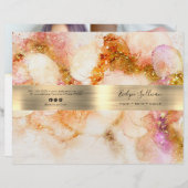 Gouden Roze waterverf folie Service Menu Brochure (Voorkant / Achterkant)