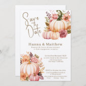 Gouden roze Waterverf pompoenen Rozen Save the Dat Kaart (Voorkant / Achterkant)
