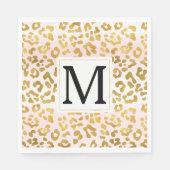 Gouden Roze Witte Luipaard Print Monogram Servet (Voorkant)