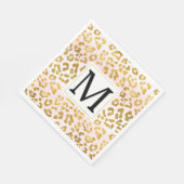 Gouden Roze Witte Luipaard Print Monogram Servet (Hoek)
