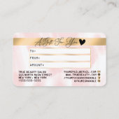Gouden Roze Witte Waterverf Krediet Cadeaubon Visitekaartje (Achterkant)