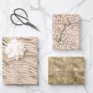 Gouden Roze Zebra Animal Print Inpakpapier Vel